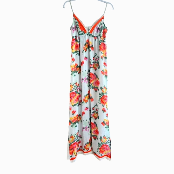 Joie Dresses & Skirts - JOIE 100% Silk Pixelated Roses Floral Double Side Split Hem Maxi Dress Size S